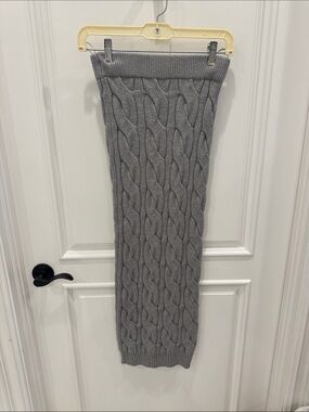 JLUXLABEL Gray Cable-Knit Off-the-Shoulder Sweater
